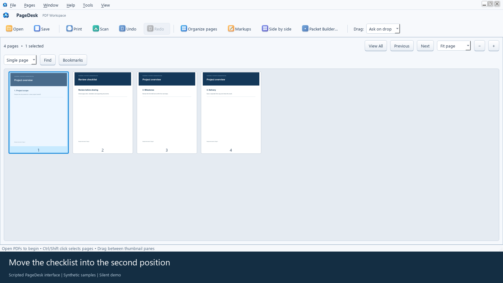 How to combine and reorder PDF pages in PageDesk