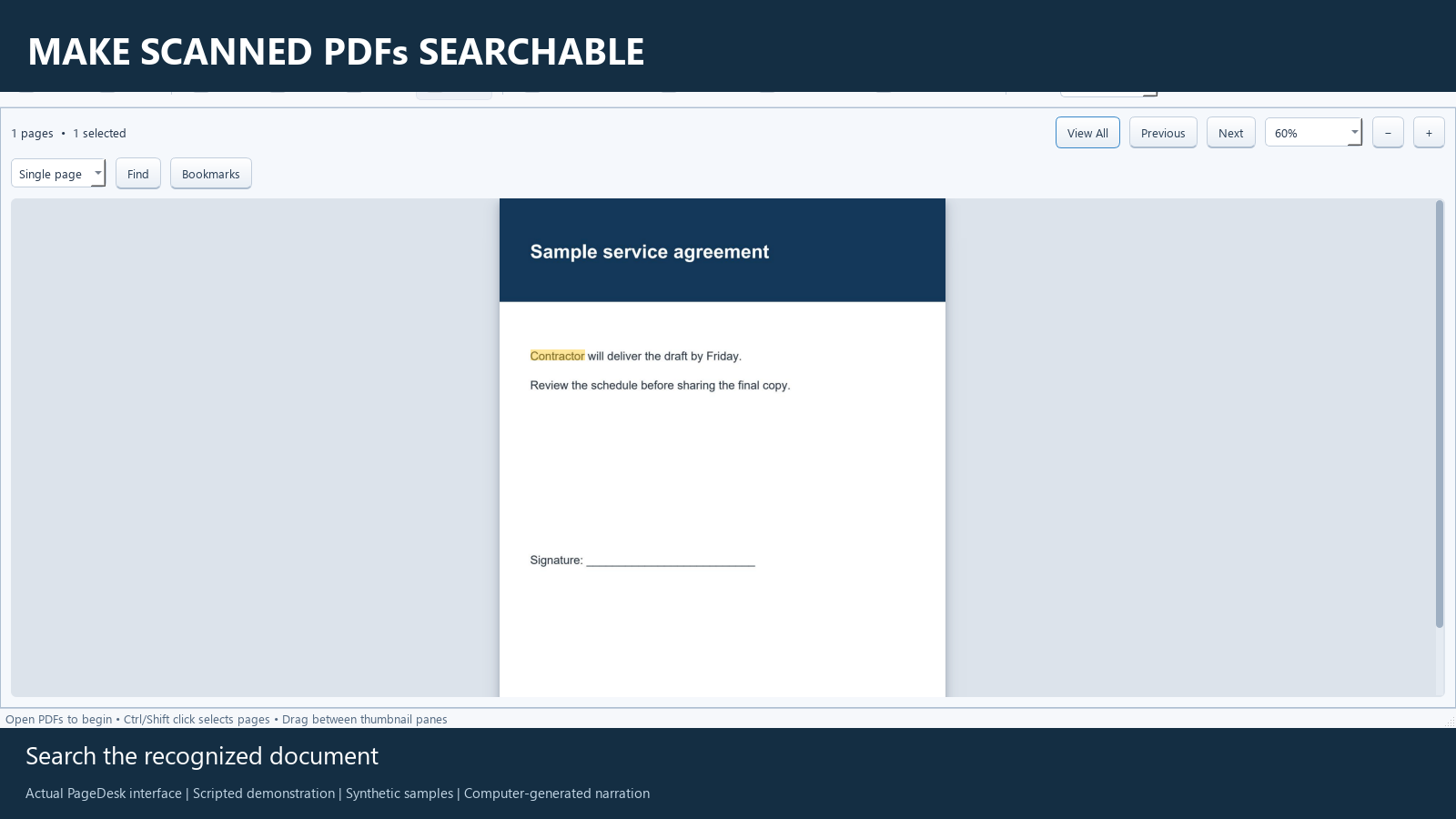 How to make a scanned PDF searchable with PageDesk OCR