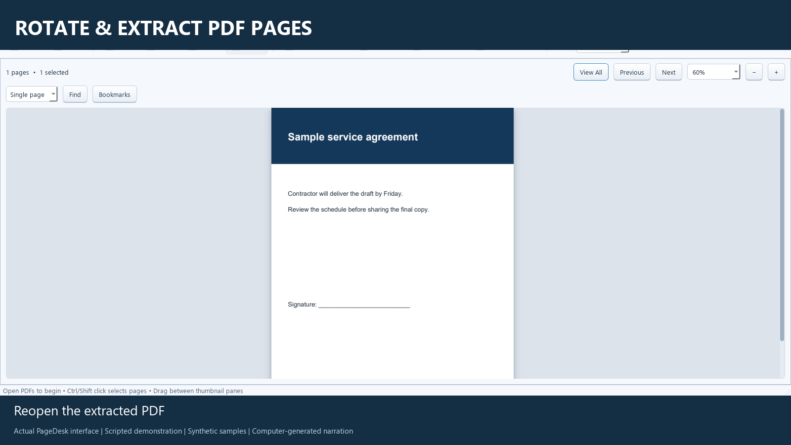 How to rotate and extract PDF pages in PageDesk